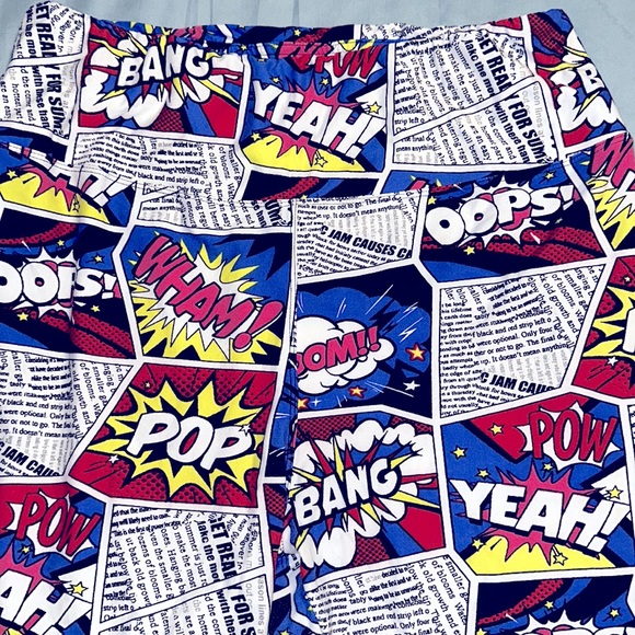Fire and Fleur Pop Art Comic Strip pull Up  Shorts NWOT 2X - Picture 2 of 5